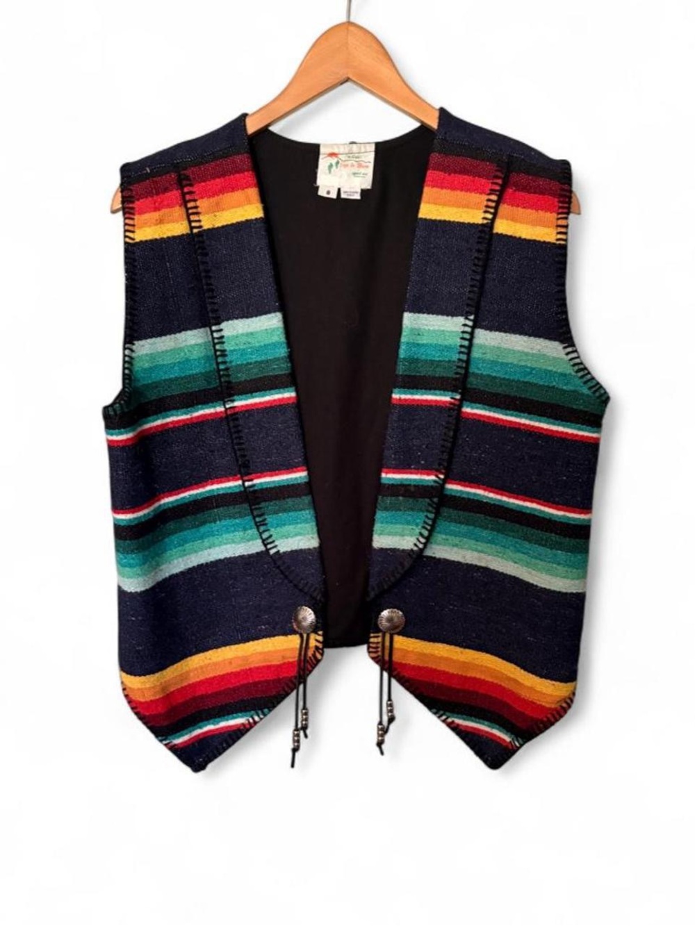 Vintage 1990s western blanket vest designed by Pam Layne for Sage In Bloom S M
